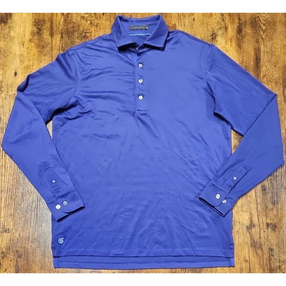 GREYSON Men's Omaha Long Sleeve Golf Polo Shirt Size Medium Royal Blue LOGO